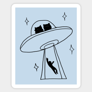 cat alien abduction line art Magnet